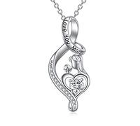 NTALJC Mother Daughter Heart Pendant Necklace - Silver Mothers Day Gift