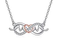 NTALJC Mother Daughter Heart Pendant Necklace - Silver Mothers Day Gift