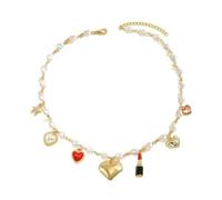 NTALJC multi-rangs combinant des perles synthétiques et un pendentif en fme de cœur ou de fleur, idéal pour diverses occasions