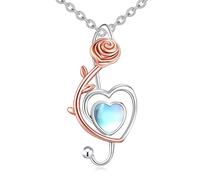 NTALJC Music Note Necklace Silver Treble Clef Rose/Sunflower Pendant Necklace Heart Moonstone Inspirational Jewelry Gifts For Women