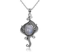 NTALJC Natural Rainbow Moonstone Necklace Pendant With 8x10MM Stone Women's silver jewelry Pendants