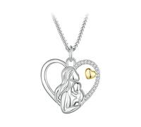 NTALJC Necklace, for Mom Silver Silver Double Zirconia Gift for Birthday Anniversary