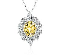 NTALJC Necklace Plated Necklace Flower with Oval Cubic Zirconia Pendant Necklaces