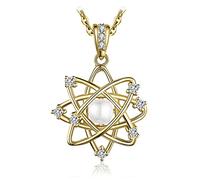 NTALJC Necklaces for Women, Simulated Shell Pearl Silver Pendant Necklace for Women Yellow Gold Rose Gold Plated No Chain