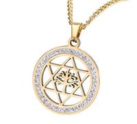 NTALJC Necklfor women and men, necklhexagram round hollow, jewish star necklwomen, necklfor men