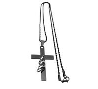NTALJC New 2025 Goth Cross Necklace Women Men Stainless Steel Black Color Pendant Hip Hop Punk Neclaces Christ Cruz Decoration Jewelry Commemorative With You Accessories Trendy Best For Gift