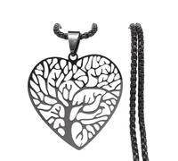 NTALJC New 2025 Gothic Heart Tree Of Life Stainless Steel Chain s Women Black Color Pendant Collier Long Femme Decoration Jewelry Commemorative Accessories Trendy Best For Gift