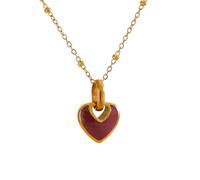 NTALJC New 2025 Red Enamel Heart Love Pendant Women Stainless Steel Charm Romantic Valentine's Day Decoration Jewelry Commemorative With You Accessories Trendy Best For Gift