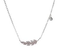 NTALJC New Delicate Female Clavicle Chain 925 Stamp Sterling Silver Feather Leaf Dazzling Zircon Pendant Women Decoration Jewelry Commemorative With You Accessories Trendy Best For Gift