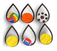NTALJC Ornaments 10pcs Pretty Wooden Water Shape Football Rugby Pendant Charms for Making Necklace D.I.Y s Supplies Sculpture