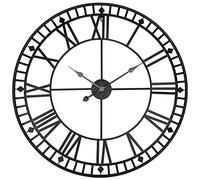 NTALJC Outdoor Garden Wall Clock, 80cm Large Round Metal Garden Clock with Roman Numerals, Giant Open Face Clock, Retro, Heavy Duty, A