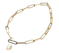 NTALJC Paperclip Lock Choker Adjustable Vintage Chain Stainless Steel Clavicle for Women Party Birthday Gift (en)