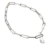 NTALJC Paperclip Lock Choker Adjustable Vintage Chain Stainless Steel Clavicle for Women Party Birthday Gift (en)
