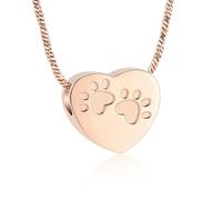 NTALJC Paw Print Cremation Jewelry for Ashes Heart Paw Urn Necklace for Dog Cat Urn Locket Memorial Pendant Necklace for Women-Rose