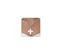NTALJC Pearl Cross for Women Silver Large Cross Chunky Beaded Pearls Big Cross Pendant Gothic Halloween Jewerly for girls