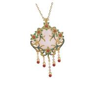 NTALJC Pendentif peint en émail collier rétro Chaîne de clavicule accessoire deguisement chaînes de bijoux pendentif chaîne pendentifs chinois traditionnels jade synthétique