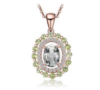 NTALJC Peridot Amethyst Silver Pendant Necklace for Women No Chain Yellow Rose Plated