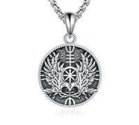 NTALJC Phoenix/Viking Owl/Viking Raven/St Christopher Necklace Silver Medal Necklace for Men Women Family Friends