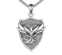 NTALJC Phoenix/Viking Owl/Viking Raven/St Christopher Necklace Silver Medal Necklace for Men Women Family Friends
