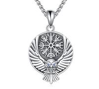 NTALJC Phoenix/Viking Owl/Viking Raven/St Christopher Necklace Silver Medal Necklace for Men Women Family Friends