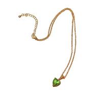 NTALJC Plated Necklace for Girls Green Necklace for Wedding Simple Heart Zirconia Pendant Necklaces