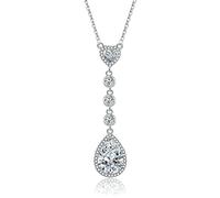 NTALJC Plated Necklace for Girls Necklace Heart with Teardrop Cubic Zirconia Pendant Necklaces
