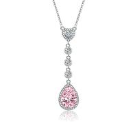 NTALJC Plated Necklace for Girls Necklace Heart with Teardrop Cubic Zirconia Pendant Necklaces