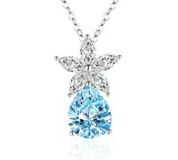 NTALJC Plated Necklace for Women Necklaces Flower with Teardrop Shape Cubic Zirconia Pendant Necklaces
