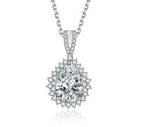 NTALJC Plated Necklace Pendant Necklace Teardrop Cubic Zirconia Pendant Necklaces