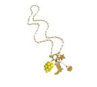 NTALJC pour femme avec perles d'imitation et pendentif unique en fme de coquillage de raisin et de myrtille, texture en acier inoxydable pour un usage