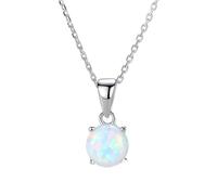 NTALJC Pure Sterling Silver Necklaces for Women Colorful Round Opal Pendant Necklace Jewellery