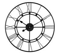 NTALJC Retro Wall Clock, Silent Non Ticking Vintage Large Black Wall Clock with Roman Numerals, for Living Room Garden Bedroom Kitchen Office Lounge Hotel Garden Decor 60CM Retro color Decoration
