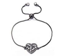NTALJC Romantic Shiny Full Zircon Heart-shaped Charm Bracelet For Women Adjustable Chain Wedding Bracelet Valentine Gift