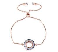 NTALJC Round Charm Bracelet Women Rose Color Adjustable Chain Zircon Crystal Bracelet Women