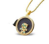 NTALJC Round Pendant Necklace, Multi-Color Cubic Zirconia Paved Figure Accent for Women, Cubic Zirconia, No Gemstone
