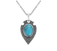 NTALJC S Silver Necklace Pendant Large Oval 10 * 14mm Natural Turquoise Style Necklace Pendant Party
