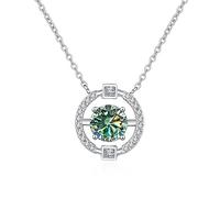 NTALJC S Sterling Silver 1ct Moissanite Necklace Women's Round Pendant Clavicle Chain Valentine's Day Gift