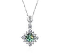 NTALJC S Sterling Silver Jewelry 1 ct VVS Moissanite Diamond Necklace for Women Square Pendant