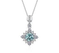 NTALJC S Sterling Silver Jewelry 1 ct VVS Moissanite Diamond Necklace for Women Square Pendant
