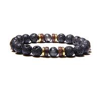 NTALJC s,Vintage Beaded s Natural Labradorite Black Lava Stone Beads Bangles Elastic Reiki Crystal Jewelry for Men Women,6Mm
