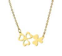 NTALJC Shaped Leaf Clover Necklfor Female Girls, Delicate Crystal Rhinestone Clover - 4 Leaf Clover Necklace, Alhambra Necklace, Happy Clover