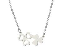 NTALJC Shaped Leaf Clover Necklfor Female Girls, Delicate Crystal Rhinestone Clover - 4 Leaf Clover Necklace, Alhambra Necklace, Happy Clover