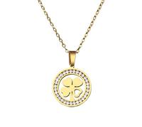 NTALJC Shaped Leaf Clover Necklfor Women Girls, Delicate Crystal Rhinestone Clover - 4 Leaf Clover Necklace, Alhambra Necklace, Happy Clover