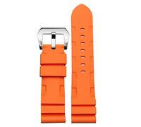 NTALJC Silicone watchband for PAM111 PAM0061 PAM00682 wristband sport watch strap 24mm bracelet waterproof black accessories belt (Color : Black silver calsp, Size : 24mm)