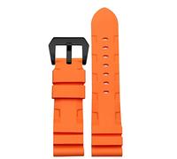 NTALJC Silicone watchband for PAM111 PAM0061 PAM00682 wristband sport watch strap 24mm bracelet waterproof black accessories belt (Color : Black silver calsp, Size : 24mm)
