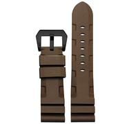 NTALJC Silicone watchband for PAM111 PAM0061 PAM00682 wristband sport watch strap 24mm bracelet waterproof black accessories belt (Color : Black silver calsp, Size : 24mm)