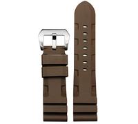 NTALJC Silicone watchband for PAM111 PAM0061 PAM00682 wristband sport watch strap 24mm bracelet waterproof black accessories belt (Color : Black silver calsp, Size : 24mm)