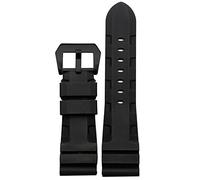 NTALJC Silicone watchband for PAM111 PAM0061 PAM00682 wristband sport watch strap 24mm bracelet waterproof black accessories belt (Color : Black silver calsp, Size : 24mm)