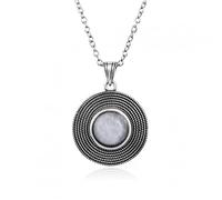 NTALJC Silver 10MM Round Rainbow Moonstone Purple Dragon Crystal Lapis Lazuli Pendant Necklace Ladies