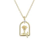NTALJC Silver Basket Rose Flower Pendant Necklace Women Light Wedding Jewelry Gift